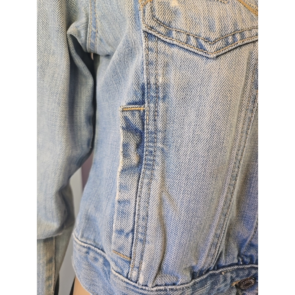 Vintage Aeropostale Cropped Denim Jacket Medium Light Wash Y2K Trucker - Picture 7 of 11